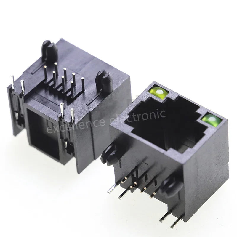 5/10PCS RJ45 8P8C Shielded Female Socket Connector with Yellow Green LED Light 8Pin Cable Interface RJ45 Single/dual Port Socket