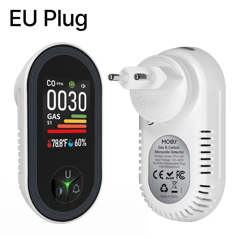B50B-EU Plug GAS CO Leak Detector Carbon Monoxide Detector Plug In CH4 Methane Combustible Leakage Alarm Sensor Coal