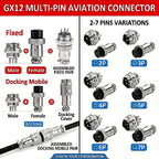 GX12 Aviation Connector 2/3/4/5/6/7 Pin Metal Male Female Plug Socket Fixed & Docking Mobile Wire Panel Circular Connector Set