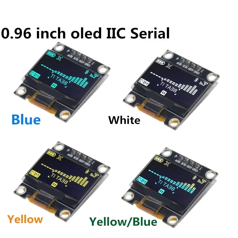 SAMIROB 0.96 Inch OLED SSD1306 White/Blue/Yellow 128X64 IIC I2C Serial Display Module 12864 LCD Screen Board For Arduino