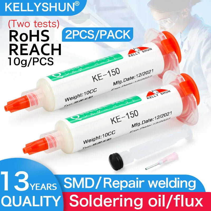 KELLYSHUN Lead-Free Halogen-Free BGA Welding Flux SMD Repair Soldering no-clean ball Planting Rosin Solder oil Paste 10cc
