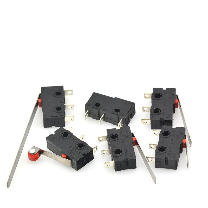 40PCS/Box Mini Micro Limit Switch - NO NC SPDT 2P/3P Terminals 5A 125V/250V Roller Arc Lever Snap Action Switch