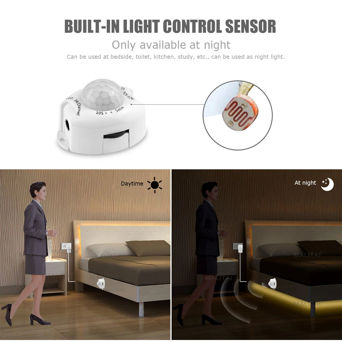 LED Light Closet 1M-5M with PIR Motion Sensor Night Light 12V 2835 LED Strip for Kitchen Bedroom Bathroom Stair Smart Lamp