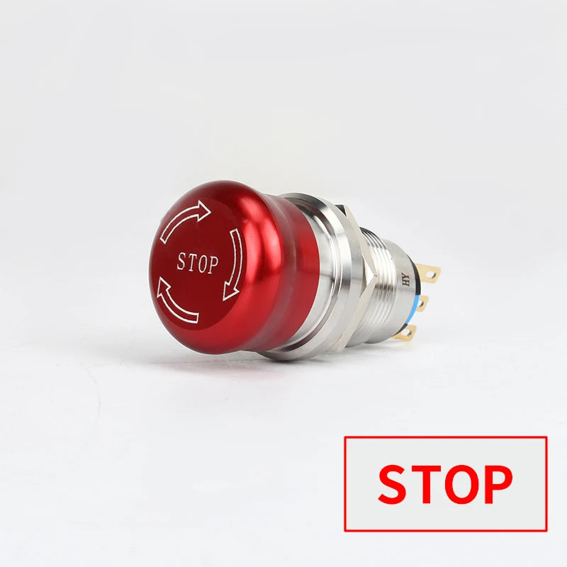 Metal Emergency Stop Push Button Switch Latching 12V-250V Stainless Steel Red Mushroom 16 19 22 25MM 1NO1NC Momentary
