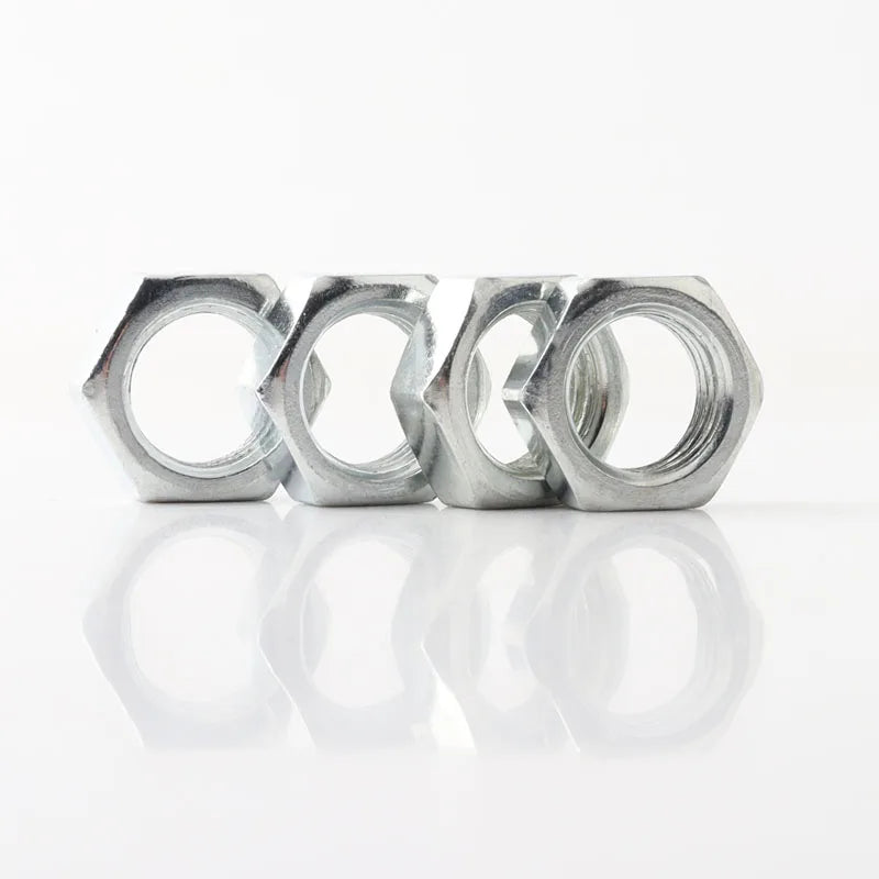 Hex Nut M8 M10 M12 M14 M16 Galvanized Carbon Steel Fine Thread Hexagon Nut Thin Nut Lighting Nut Pitch 0.75/1/1.25/1.5mm