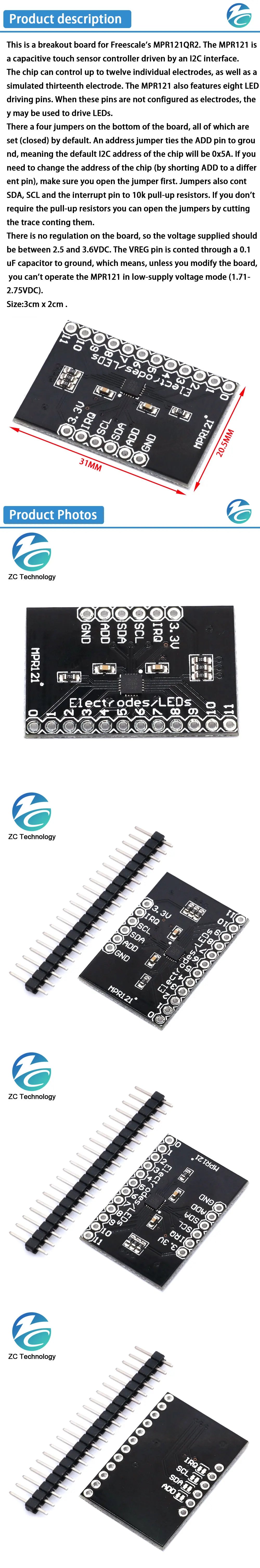 MPR121 Breakout V12 Capacitive Touch Sensor Controller Module I2C Interface keyboard Development Board for arduino