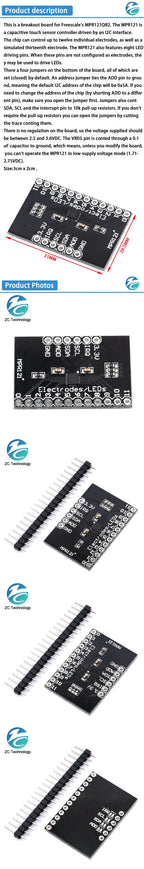 MPR121 Breakout V12 Capacitive Touch Sensor Controller Module I2C Interface keyboard Development Board for arduino