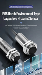 ZHICAN E2K M12 M18 Capacitive Proximity Sensor 30mm Long Range Plastics Glass Wood Metals Nonmetal Material Detection Switch