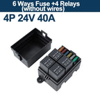 12V/24V 40A 4/5 Pin 6-Way Fuse Relay Box, 4 Relay Holder Standard ATO Fuse Block with Free Assembly for Car Motorcycle