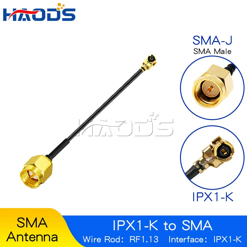 5PCS IPX to SMA Connector Cable SMA Male to uFL/u.FL/IPX to SMA Female RF1.13 RF Coaxial WIFI Antenna Pigtail Extension Cable
