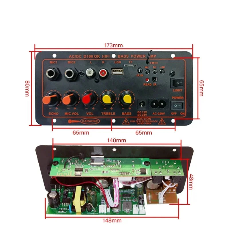 D100 BT Amplifier Board Karaoke Audio Speaker Subwoofer Bass Hifi Amplificador Board Audio Amplifier Board 100W for car home