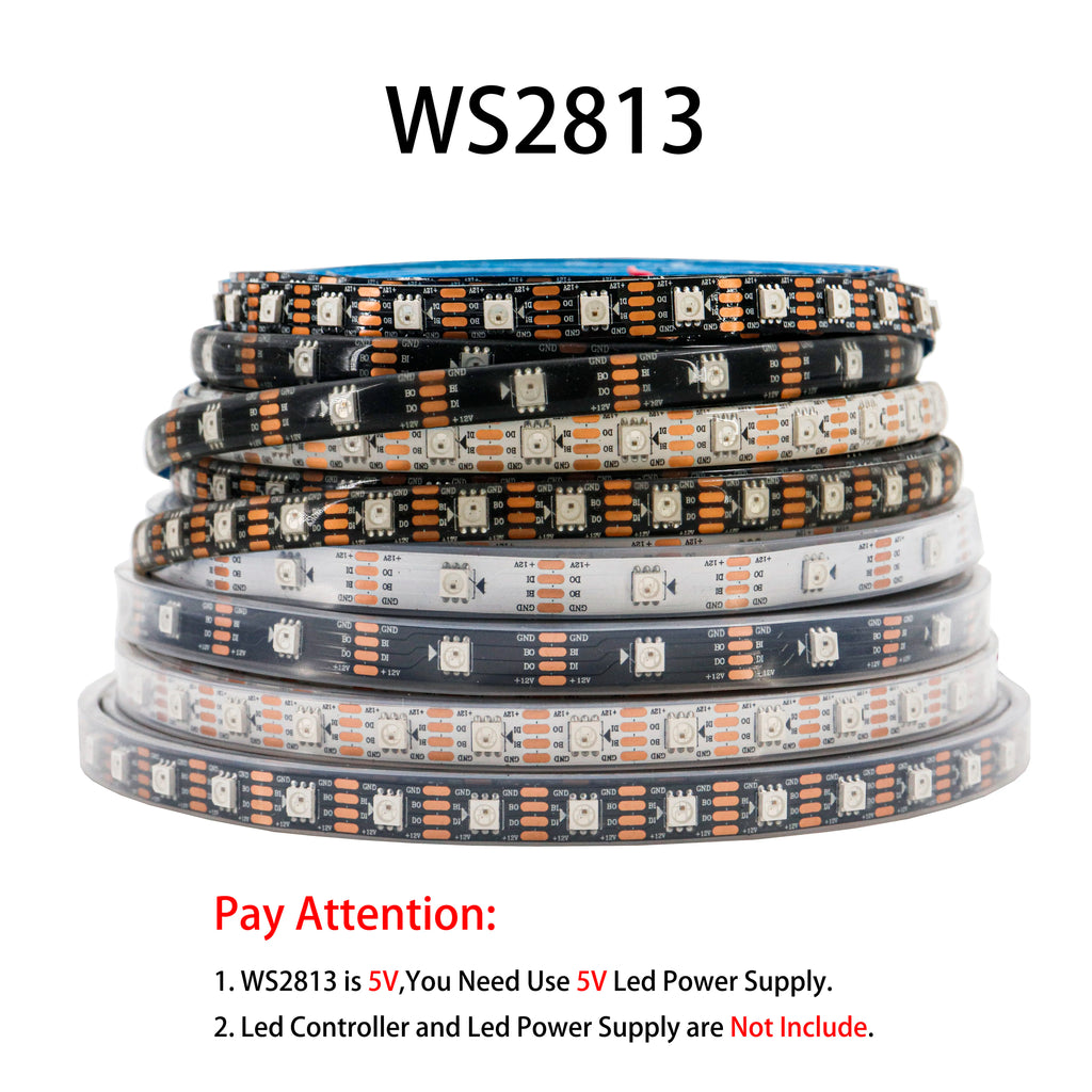 WS2812B WS2811 WS2813 WS2815 5050 RGB Smart LED Strip Lights WS2812 Individually Addressable IC 30/60/144Pixels/Leds/m Tape