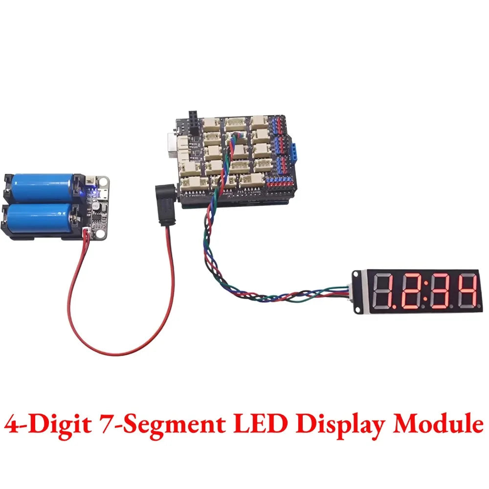I2C 4-digit 7-segment LED Display Module, Supporting Coexistence of Decimals and Clocks I2C Digital Tube Compatible with HT16K33