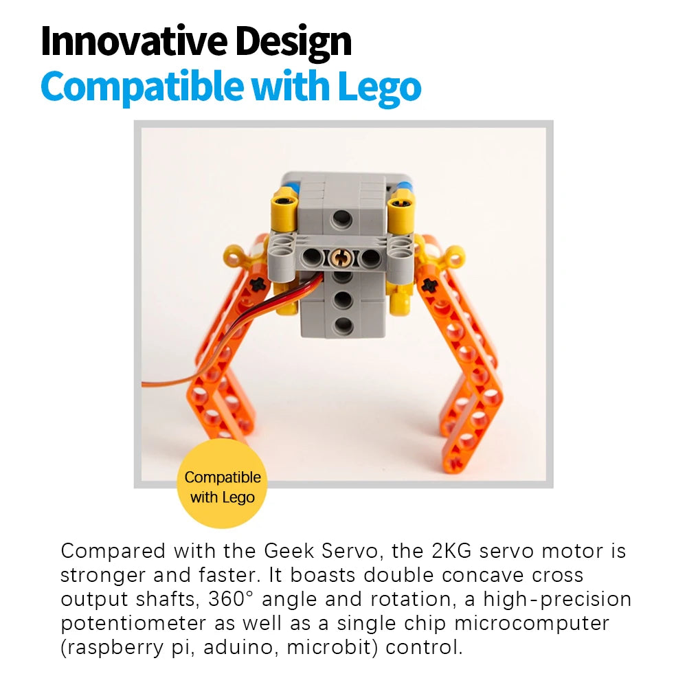 Programmable  2KG 360 Degree Servo&Motor Compatible With LEGO Building Blocks Projects Suitable Dual Output Shaft DIY Parts