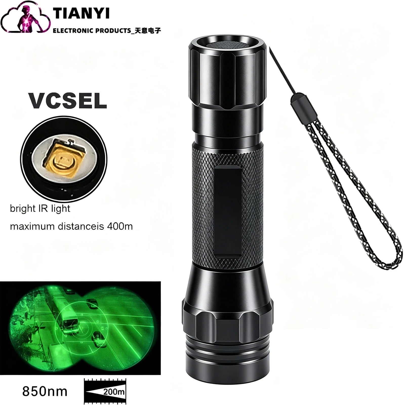 IR850nm&940nm Latest Infrared LED Zoom High Bright Night Vision Infrared Fill Light Tactical Hunting Zoom Flashlight IR Lighting