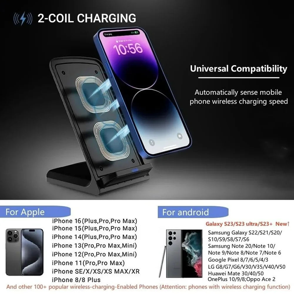 30W Fast Wireless Charger Stand Pad for iPhone 17 16 15 14 13 -11/XR, Samsung Galaxy S25/S26/S21/S20, Xiaomi 17 15 14, Huawei