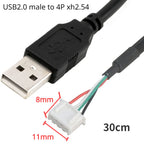 USB to 4P xh2.54 cable USB to 4P MX1.25 USB to PH2.0 Cable USB to Dupont 4 pin Cable 30cm