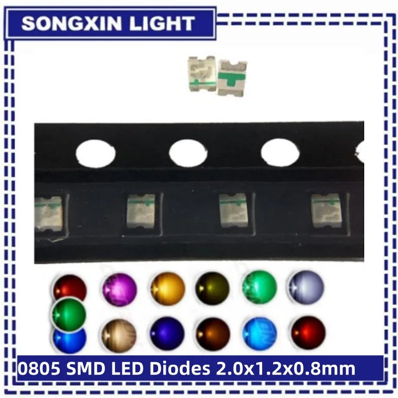 SAMIROB 100pcs/Lot 0805 SMD LED White Ice Blue Red Blue Yellow Green Orange Warm White Pink Purple RGB 2012 Light Emitting Diode