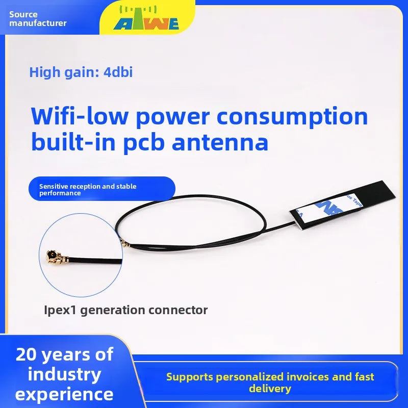 50 PCS High-Gain Low Power 2.4G Wi-Fi For IPEx Generation Tablet PCB Antenna Vertical Built-In Terminal Head Antenna For Communi