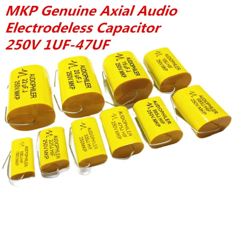 5PCS MKP 250V 1UF 1.5 1.8 2.2 2.7 3.3 4.7 5.6 6.8UF 8.2 10 12 15 20 22 33 47UF Higt quality Axial Audio Electrodeless Capacitor