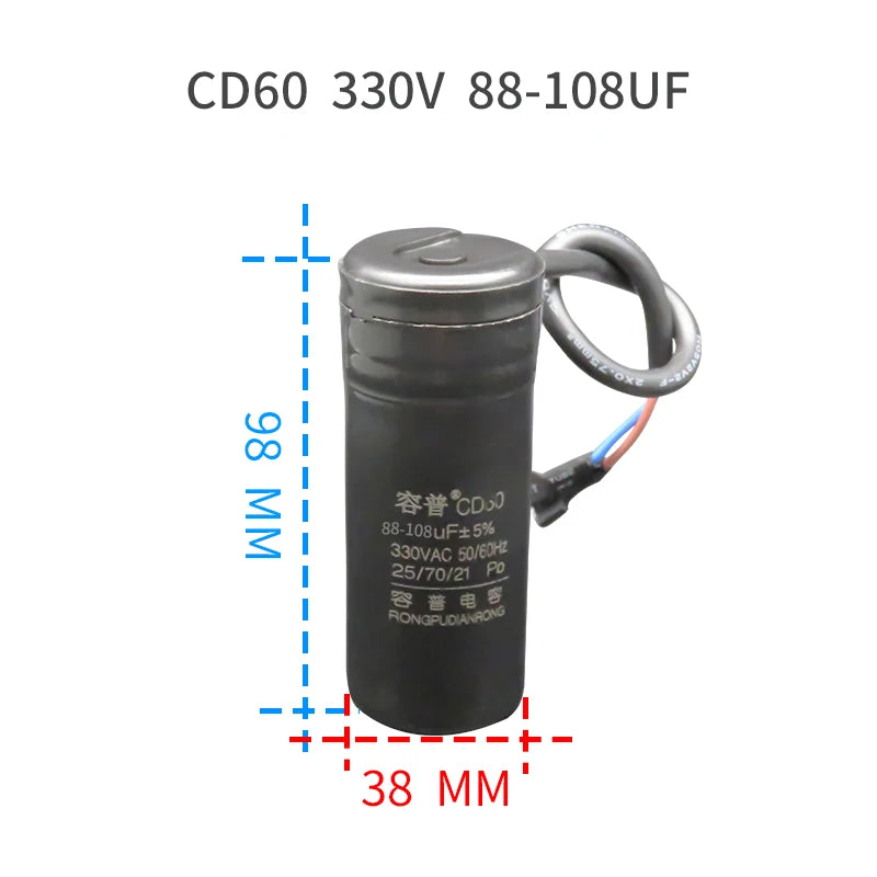 CD60 Refrigerator Freezer Compressor Starting Capacitor 330V 330VAC 53-64UF 72-88UF 108-130UF 145-175UF 161-193UF 189-227UF