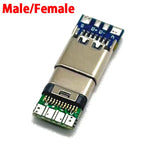 USB 3.1 Type C Male/Female Connectors Jack Tail 24pin USB Male Plug Electric Terminals Welding DIY Data Cable Support PCB Board