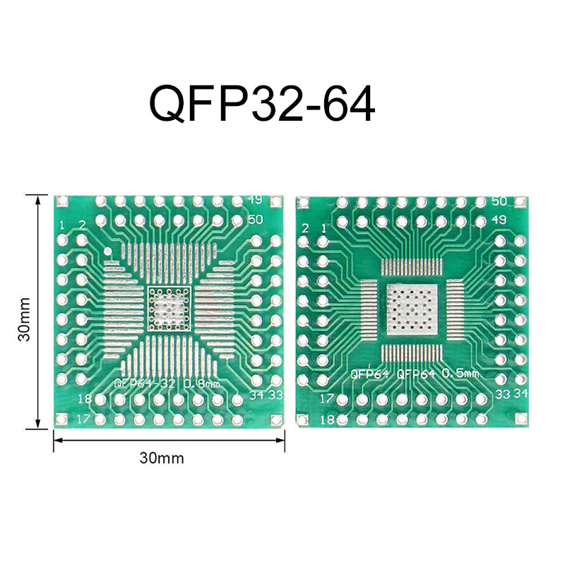 1Pce Pinboard QFN16/LGA16 QFN20 QFN44/48 QFN32/QFP32/QFN40 QFP32-64 QFN56/64 QFP32-100 LQFP128/144 Adapter Socket Adapte Plate