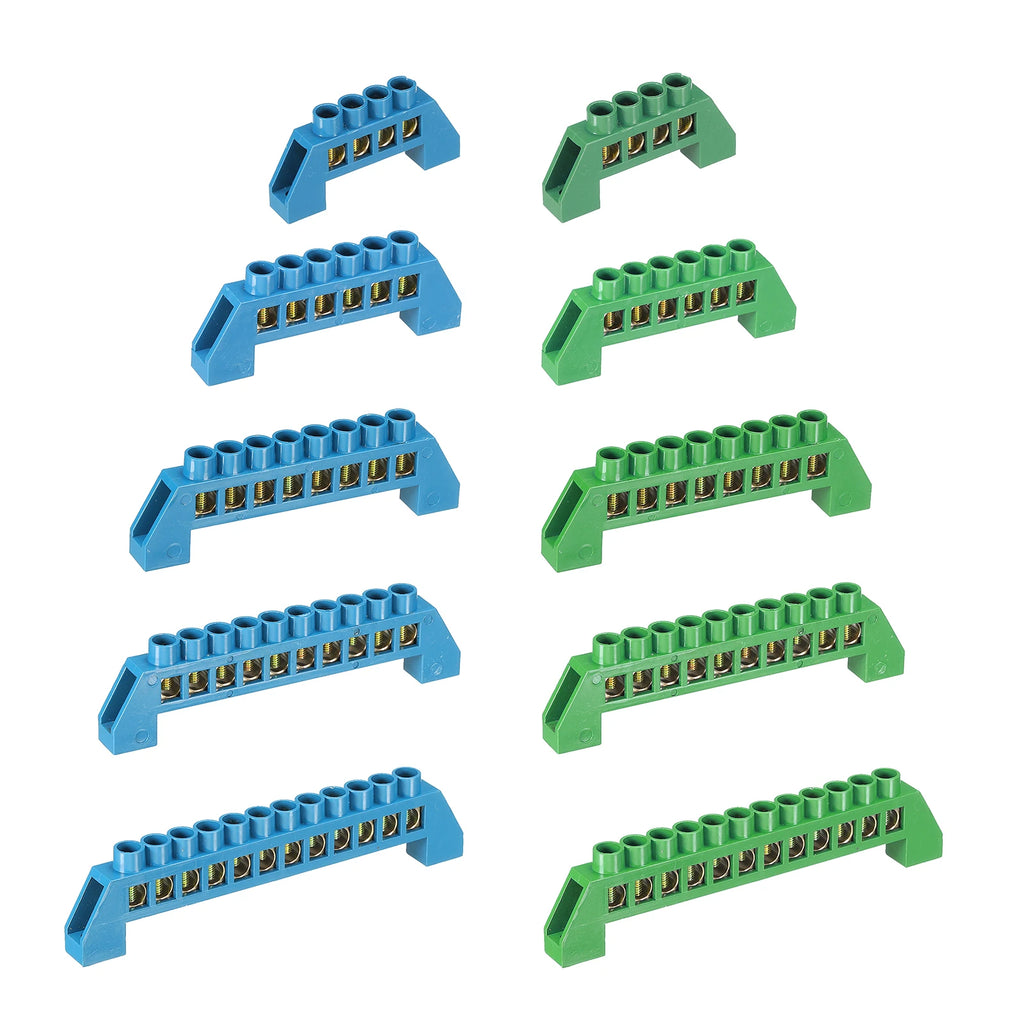 1/2Pcs 4/6/8/10/12 Positions Terminal Block Connector Strip Brass Zero Line Ground Bar Electrical Distribution Wire Screw Termin