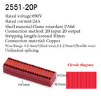 Wire Connectors Push-in Electrical Cable Terminal Block Multiple In Multiple Out Spliceable Mount On Din Rail With Fixing Hole