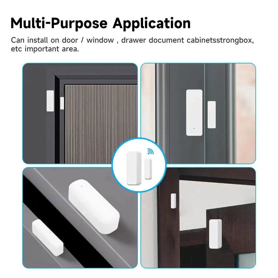 Zigbee Wifi Door Window Entry Sensor Security Burglar Magnetic Alarm Smart Life Compatible with Alexa Google Home Tuya