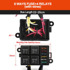 12V/24V 40A 4/5 Pin 6-Way Fuse Relay Box, 4 Relay Holder Standard ATO Fuse Block with Free Assembly for Car Motorcycle
