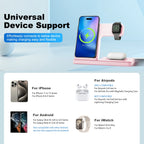 15W Magnetic Wireless Charger 3 In 1 Fast Charging Station Travel Foldable for Magsafe iPhone 1716/15/14 Apple Watch AirPods Pro