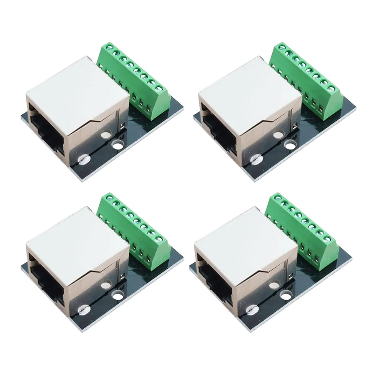 Supernew 4PCS RJ45 Ethernet Female Socket Connector Breakout Board,2.54mm Connector Board Shielded Network Adapter Terminal