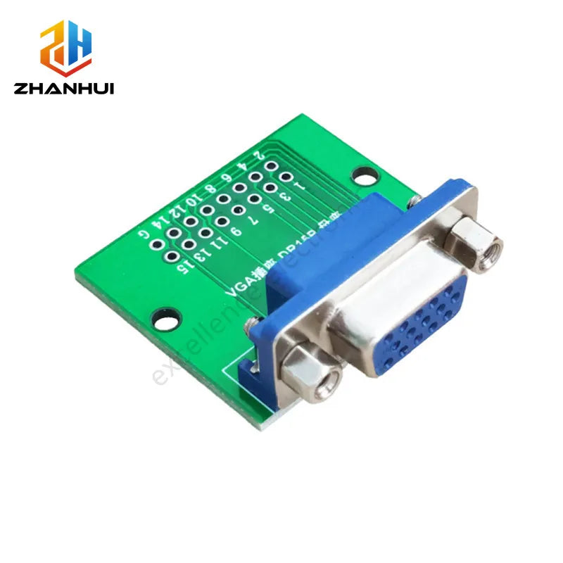 1/2/5PCS DB15 HDR15 DR15 VGA Female Socket Conversion Board Blue PCB Interface Test Module to 2.54mm DIP Pin Header