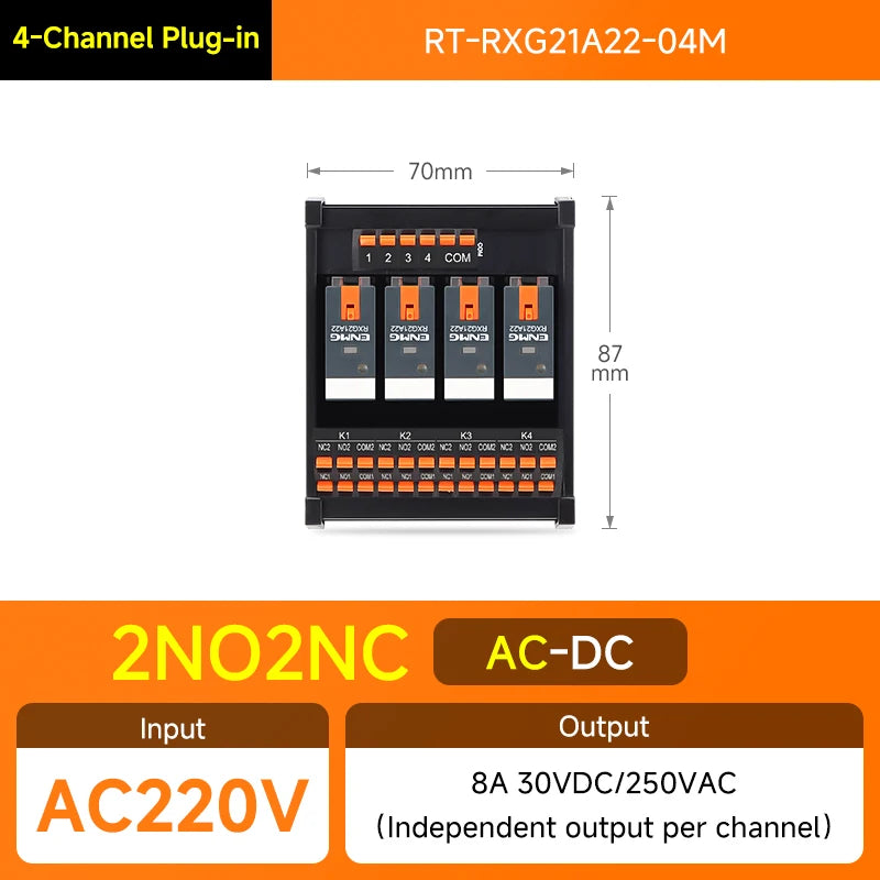 ENMG Relay Module 220VAC 2/4/8/16 Channel SPDT DPDT PLC Signal Amplifier Board Industrial Control Switch