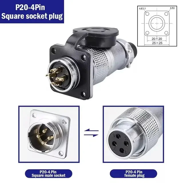 PLS20 Aviation Connector WS20 TP20 Opening Diameter 20mm 2/3/4/5/6/7/8/9/10/12 Pin Male Female Aviation Plug Aviation Socket