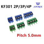 10/20/50Pcs/lot Pitch 5.0mm KF301-5.0-2P KF301-3P KF301-4P Straight Pin 2P 3P 4P Screw PCB Terminal Block Connector Blue Green