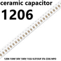 (10pcs) 1206 15NF 50V 100V 153J 0.015UF 5% COG NPO 3216 SMD Ceramic Capacitors