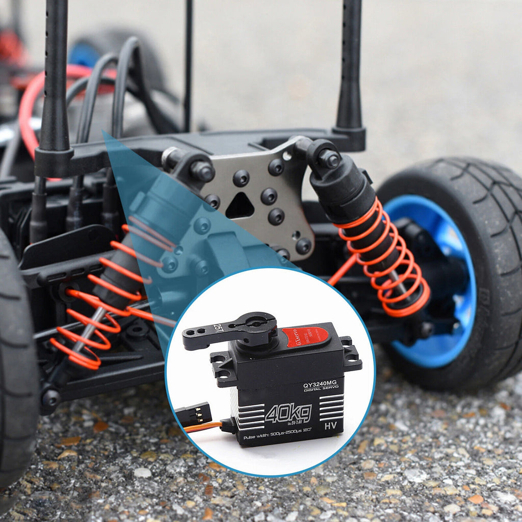 40KG Digital Servo Waterproof Large Torque Metal Gear 180° with 25T Servo Arm Digital Servo Kit for 1/8 1/10 RC Car RC Robot