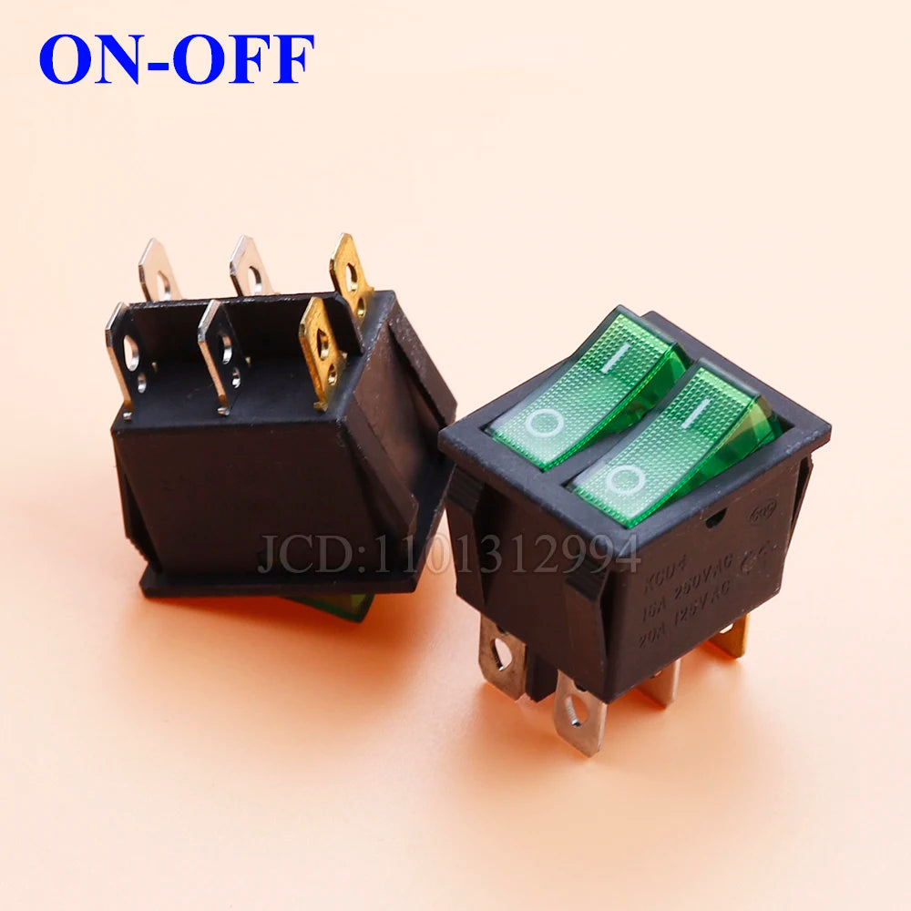 1 Piece KCD4 KCD3  6PIN 3PIN 16A 250V 20A 125V Double Light Switch Rocker Switch Waterproof ON-OFF  Boat Power Switch