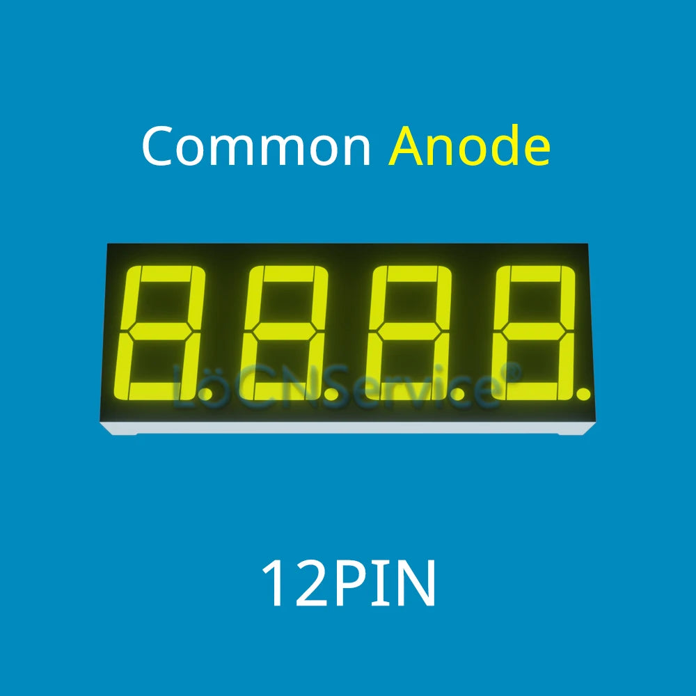 LoCNService 30PCS 0.56Inch Digital Tube LED Display 4 Bit Red Yellow Green Blue White Common Anode / Cathode 7 Segment 0.56 inch