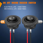 5PCS Round Rocker Switch ON OFF SPST Switch Holder 20mm 12V DC 2 Pin Pre-Wired Waterproof Toggle Switch Shell for Car Automotive