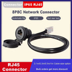LR22 0.1m-1m Waterproof 8P8C CAT5 CAT6 Network LAN Cable RJ45 Ethernet Connector Circular Aviation Female Socket Panel Mounting