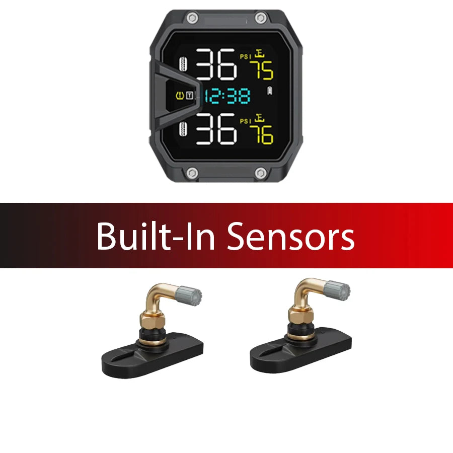 Yangood TMPS Motorcycle Tire Pressure Sensor Waterproof LCD Color Display Real-Time Safety Tire Pressure Monitoring System