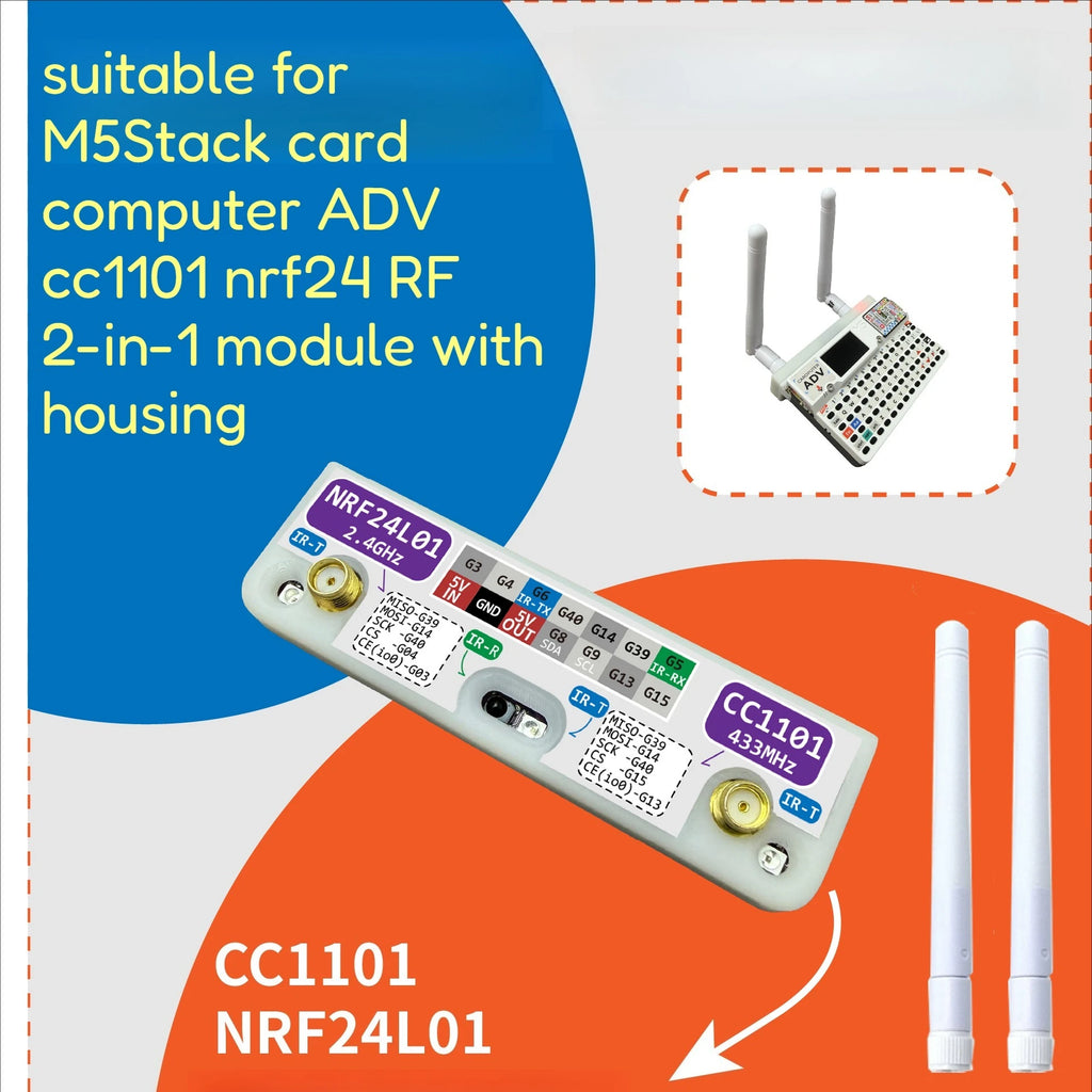 CC1101、NRF24L01、 3 infrared emitter tubes and 1 infrared receiver tube function module suitable for M5Stack Cardputer ADV