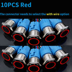 10PCS 16mm 19mm Metal Power Switch Button Flat Round LED Lamp Light Waterproof Latching /Self-reset Button Car Start Switch 12V