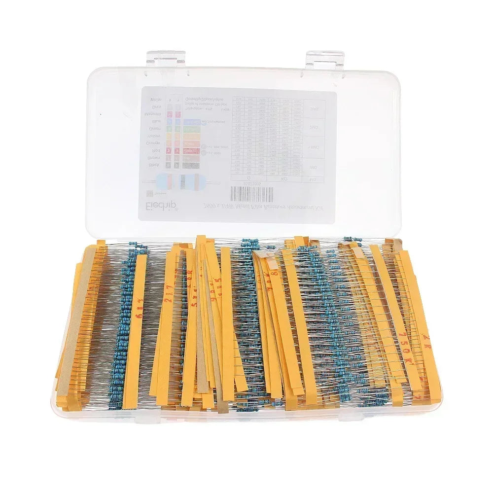 650-2600pcs Metal Film Resistor Assorted Kit 1~3M ohm Resistance 130 Values  1/6W 1/4W 1/2W 1W Set of Resistors 1% High-Quality