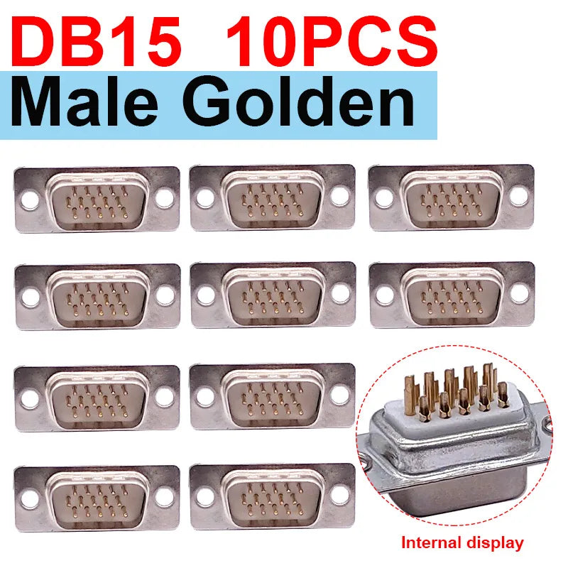 10PCS DB9 Adapter Connector Core RS232 Serial COM Plug Connectors Hole/pin DB15 Female Male Port Socket D Sub DP9 Plastic Case