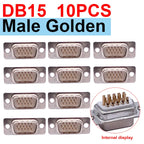 10PCS DB9 Adapter Connector Core RS232 Serial COM Plug Connectors Hole/pin DB15 Female Male Port Socket D Sub DP9 Plastic Case