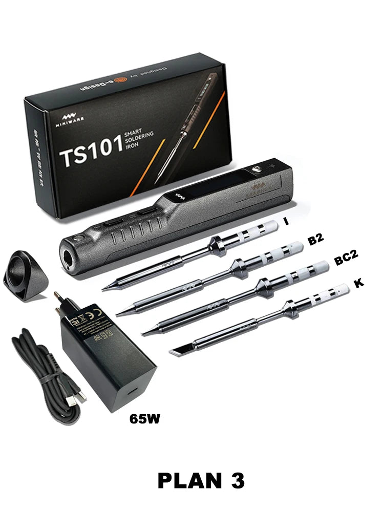 Miniware TS101 Soldering Iron Electric 65W Temperature Programmed LCD New Upgraded TS100 With Soldering Tip Set